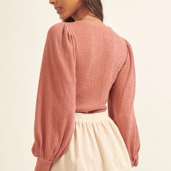 Cassie V Neck Bishop Sleeve Bodysuit - Picture 4 of 6